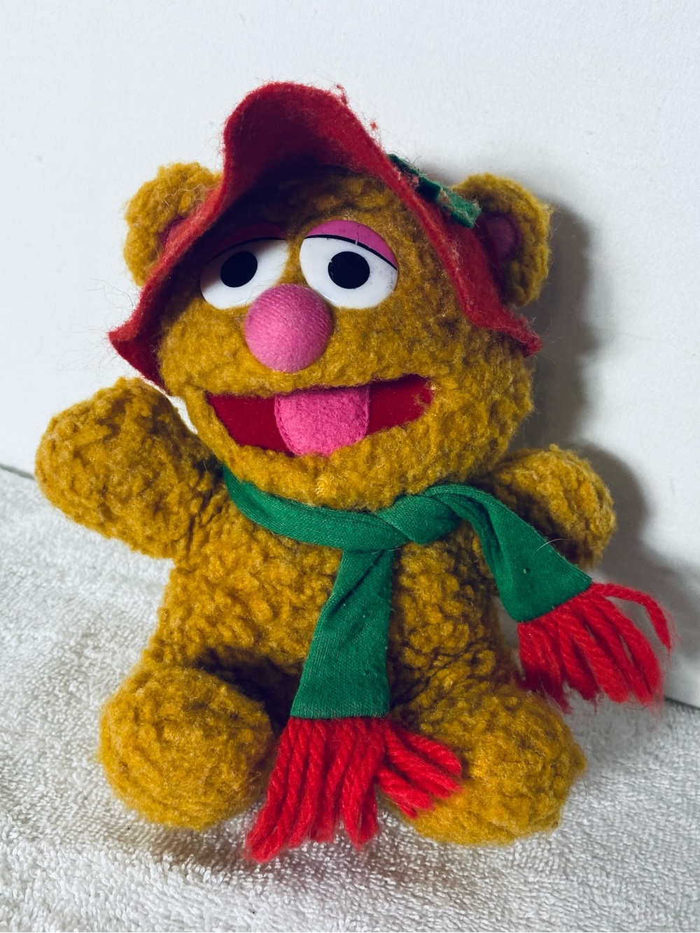 Vintage 1987 Muppet Babies Baby Fozzie Bear Christmas Plush Stuffed Animal